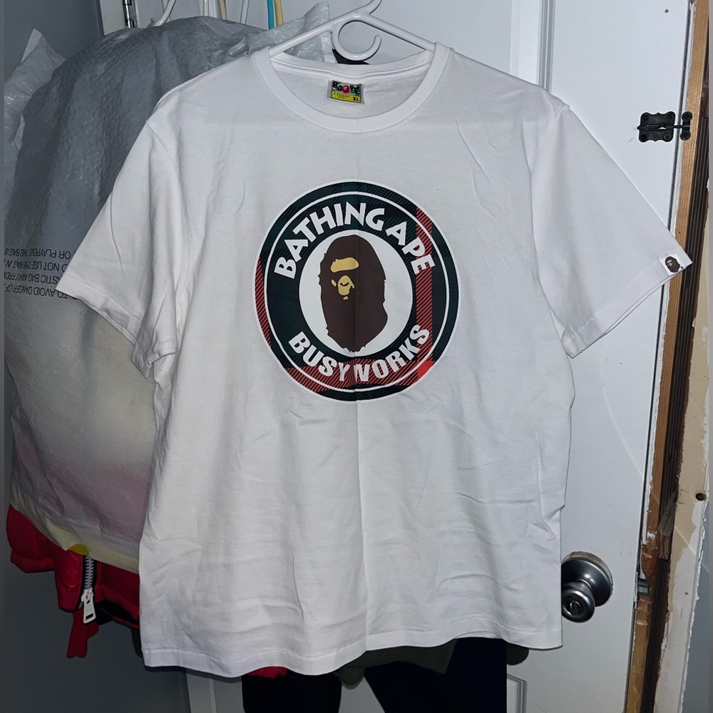 Authentic BAPE Check Busy Works Short Sleeve Graphic T-Shirt A BATHING APE